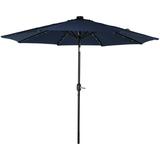 Sunnydaze 9 Solar LED Outdoor Patio Umbrella with Tilt and Crank - Navy Blue