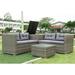 4 Piece Patio Furniture Sets All Weather Patio Sectional Wicker Rattan Outdoor Furniture Sofa Set with Storage Box Grey