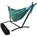 Sunnydaze Brazilian Double Hammock with Stand and Carrying Case - Sea Grass