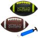 JR Mini Football Assortment with Ball Pump (Pack of 2) Youth/Junior Football Ideal for kids 9 to 12 years old Black/Yellow & Brown/White