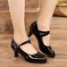 Sandals for Womens Latin Dance Shoes Heeled Ballroom Salsa Tango Party Dance Shoes Leather Shoes PU Black sandals for Women