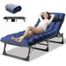 ABORON Camping Cot with 2-Sided Pad & Pillow for Adults & Kids Adjustable 5-Position Folding Lounge Chair Folding Cot Sleeping Cots Bed
