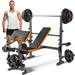 GIKPAL 660lb 6-in-1 Adjustable Weight Bench with Multi-Purpose Workout Bench Set With Barbel Rack and Leg Developer for Full Body Function Strength Training