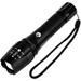 LED Flashlight w/5 Mode Zoomable & waterproof Handheld Tactical Electric Torch for Camping Black