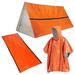 Carevas Outdoor Survival Gear Waterproof Heat Reflective Thermal Poncho Raincoat with Sleeping Bag and Tent Shelter for Camping Hiking Adventure