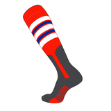 TCK Elite Baseball Knee High Stirrup Socks (F 9in) Orange White Royal Graphite (M)