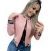 Yubnlvae Jackets for Women Women s Long Sleeve Baseball Shirt Zip Jacket Baseball Jacket Casual Jacket Pink S