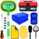 YILAIRIOU Car Wash Kit Car Cleaning Tools Kit Detailing Interiors Premium Microfiber Cleaning Cloth Mitt Sponge Towels Tire Brush Window Scraper Duster Complete Interior Car Care Kit