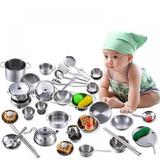 16-piece Stainless Steel Children s Play House Kitchen Toy Set Kids Kitchenware Roleplay Toddler Playhouse Game for Children