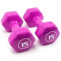 Brybelly Vinyl Hex 15 LB Weights Hand Weights Dumbbells Set Free Weights