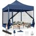 SANOPY 10x10ft Canopy Tent Pop-up Outdoor Portable Gazebo w/Removable Mosquito Netting 3 Adjustable Height Camping Tent Waterproof UV Resistant with Carrying Bag and Ground Stakes Dark Blue