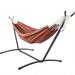 Inolait 2-Person Brazilian-Style Cotton Double Hammock with Stand Set with Carrying Bag - Red Stripes