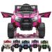 Senbabe Kids Ride on Car 12V Electric Off-Road UTV Truck with Forward and Reverse Functions Double Open Doors Safety Belt Horn Music and Lights Gift for Kids Aged 3-5 Years