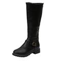 Thigh High Boots Cowgirl Cowboy Boots Wide Fit Low Heel Zip Round Toe Faux Leather Retro Walking Classic Boots Western Shoes Motorcycle Combat Boots Sale Clearance US Size 4 5 6 7 8 9
