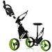 Gymax 3-Wheel Foldable Golf Push Pull Cart Trolley w/ Seat Adjustable Handle Green