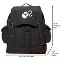 Computer mouse Vintage Canvas Rucksack Backpack with Leather Straps Black & Wh