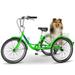 MOPHOTO Adult Tricycles 3 Wheel 7 Speed Trikes 24 Tire Cruiser Bike with Big Basket for Shopping Picnics Exercise Men Women