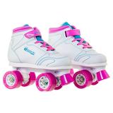 Chicago Skates Girls Quad Roller Skates White/Pink/Teal Sidewalk Skates Size 3