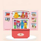 First Fridge Refrigerator with Ice Dispenser Pretend Play Appliance for Kids Play Kitchen Set with Kitchen Playset Accessories Unique Toy Multi-Color