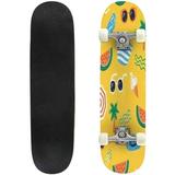 Colorful seamless summer pattern with hand drawn beach elements such Outdoor Skateboard Longboards 31 x8 Pro Complete Skate Board Cruiser