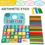 LNKOO 85Pcs Montessori Math Learning Toy Magnetic Counting Sticks Kindergarten Materials Educational Game Preschool Toddler Puzzle Wooden Number Blocks Home school Supplies Gifts for 3 Years Old +