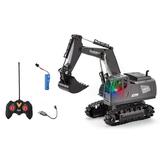 Boc Engineering Vehicle Toy Remote Control Hand Eye Coordination Rechargeable 1:20 Scale Tractor Backhoe Digger Toy with Light for Ki