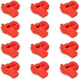Red Emergency Whistles with Lanyard Loud Crisp Sound 12 Packs Plastic Whistle Bulk Ideal for Lifeguard Self-Defense and Emerge
