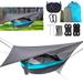 Double Camping Hammock with Net Portable & Lightweight Nylon Hammock Tent for Backpacking Travel Beach Camping Hiking Backyard (Gray/Blue)
