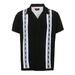 9 Crowns Men s Modern Fit Short Big & Tall Sleeve Guayabera Button Down Shirt (2XL Black/White1)