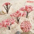 Yannee 40 Pcs 65mm Blossom Cherry Model Trees Railroad Layout Scene HO OO Scale for Architectural Model Supplies