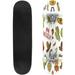 Vector seamless background with hand drawn colored Mexican elements Outdoor Skateboard Longboards 31 x8 Pro Complete Skate Board Cruiser