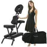 NiamVelo Portable Massage Chair Folding Tattoo Salon Spa Chair w/Carrying Case Adjustable Lightweight Travel Therapy Chair Black