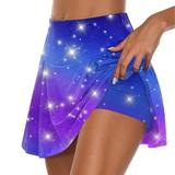 HTNBO Skorts Skirts for Women Summer Athletic Stretchy Elastic Waist Gradient Tennis Yoga Short Summer Savings Clearance