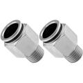 Vixen Air 1/4 NPT Male Push to Connect (PTC) Straight Pneumatic Fitting for 1/2 OD Hose - Bundle of two fittings VXA7152-2