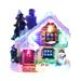 Christmas Scene Village Houses Town with LED Light Battery Operate Resin Christmas Village House Christmas Ornamnet for Christmas Decorations