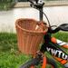 Kids Bike Basket for Girls Boys Front Handlebar Handwoven Imitate Wicker Basket Bike Bicycle Tricycle Balance Scooter Waterproof with Leather Straps Small Bike Baskets for Women