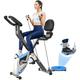 Pooboo 4in1 Folding Exercise Bike Indoor Cycling Bike Stationary Magnetic Cycling Bicycle X Bike Gym Workout 300 lbs