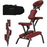 Foldable Massage Chair Adjustable Tattoo Chair Spa Chair Portable Therapy Chair w/Free Carry Case& Face Cradle Burgundy
