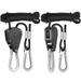 Opolski 2Pcs Reinforced Metal Internal Gears Pulley Rope Ratchet with Carabiners Heavy Locking Hanger Lifting Lanyard for Tent