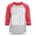 Shop4Ever Men s Best Bonus Dad Ever American Flag Patriotic Raglan Baseball Shirt Small Heather Grey/Red