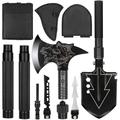LIANTRAL Camping Shovel Axe Set- Folding Portable Multi Tool Survival Kits with Tactical Waist Pack Camping Axe Military Shovel Black