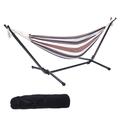 ENYOPRO Hammock with Stand Brazilian Style Hammock Bed with 8.6ft Heavy Duty Steel Stand and Carrying Bag Portable Double Hammock for Patio Balcony Deck Indoor Outdoor Max Load 330lbs Easy Set Up