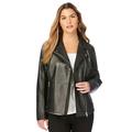 Roaman s Women s Plus Size Leather Moto Jacket Motorcycle Zip