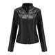 Juebong Women s Faux Leather Jacket Long Sleeve Lapel Zip Up Moto Biker Short Coat with Pockets Slim Fit Soft Lapel Moto Biker Zipper Motorcycle Suit Thin Coat Jacket Black XXXL