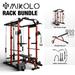 Mikolo Power Rack Cage Weight Cage with 800LB Capacity Adjustable Weight Bench Multi-Function Workout Rack Cage with Storage System J-Hook Band Peg Battle Rope Ring Home Gym