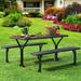 Dextrus Heavy-Duty Outdoor Picnic Table Set with Weatherproof Resin Tabletop Sturdy Steel Frame for Yard Patio and Lawn Black