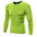 Zonghan 1PC Mens Compression Under Base Layer Top Long Sleeve Tights Sports Running T-shirts Green XL