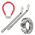 Meterk 4 Pack Bike Spoke Tool Spoke Wrench Pocket Tool 6 in 1 Bike Rim Truing Tool Correct Tool with Tire Lever