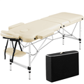 Topeakmart 3 Fold Adjustable Massage Table Portable Salon Bed Spa Table with Hand Pallet Cream