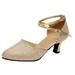 iOPQO Women s Middle Heels Women s Ballroom Tango Latin Salsa Dancing Shoes Sequins Shoes Social Dance Shoe Adult Latin Dance Shoes Gold 39
